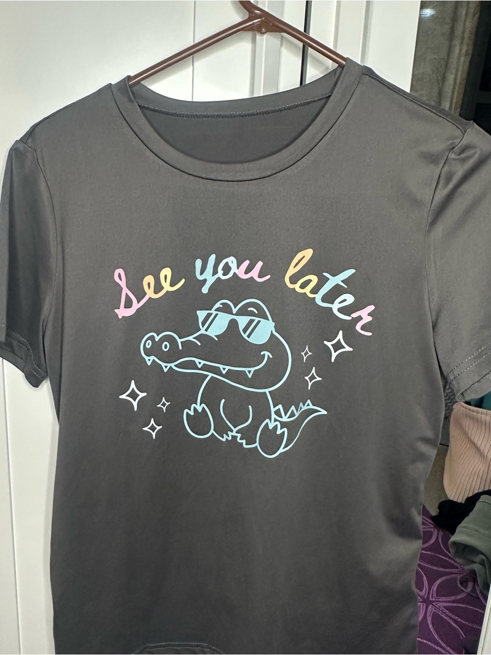 Graphic Croc 'See You Later' Tee - Charcoal